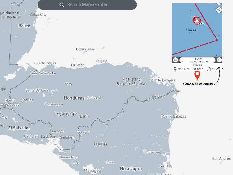 En los bancos de pesca de Rosa Linda fue donde se localizó por útima vez el barco. En la zona no se hallaron indicios de él.