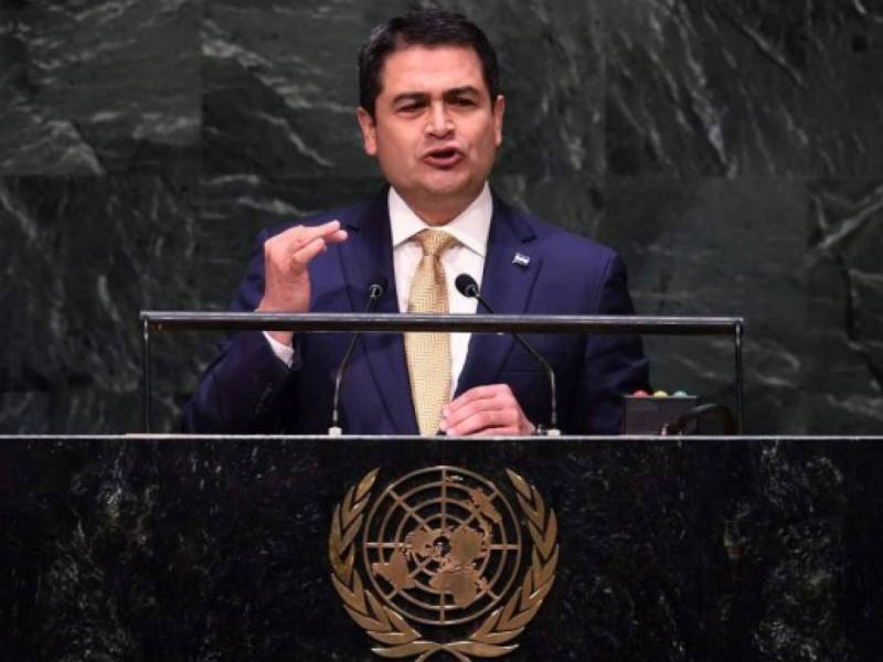 Juan Orlando Hernández en Nueva York cuando era presidente de la República de Honduras.
