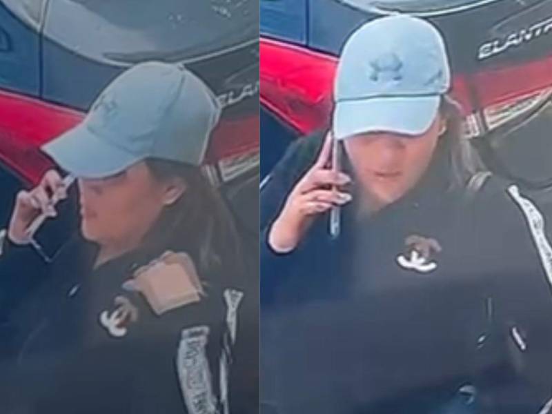 Momentos en que la mujer es captada por la cámara de seguridad.