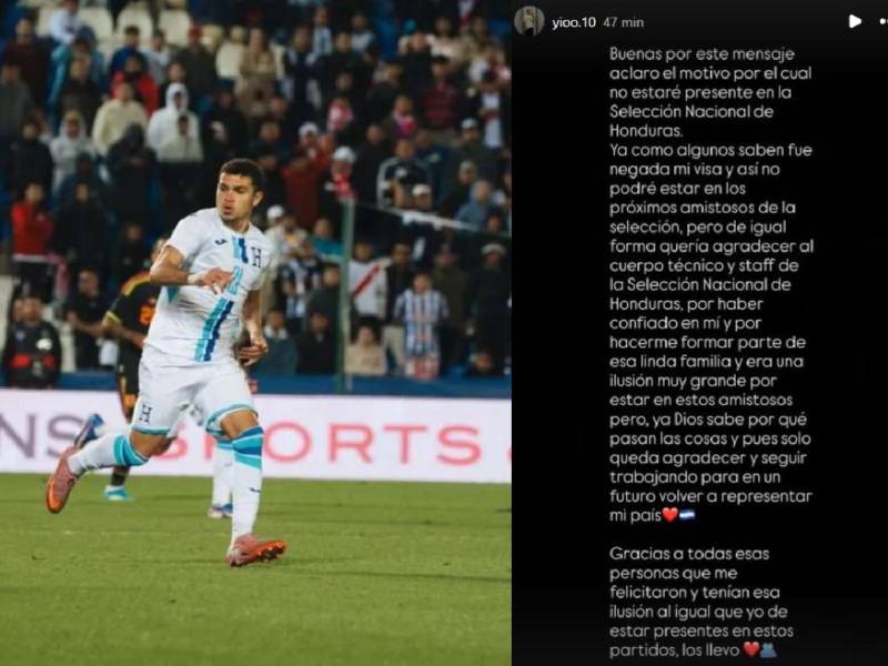 Erick Puerto ya debutó en la era de José Francisco Molina en la Selección de Honduras. Su comunicado.