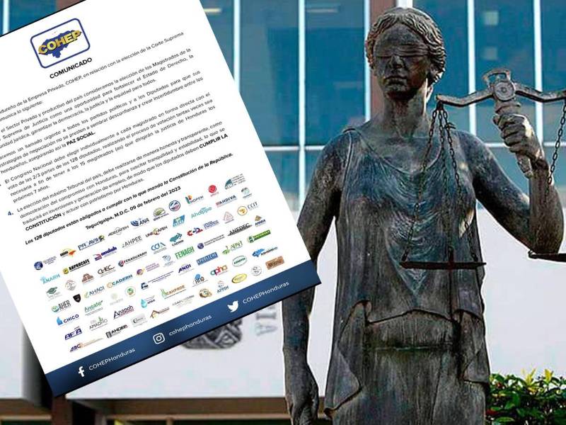 El Cohep instó a los diputados a no sembrar desconfianza e incertidumbre entre los hondureños antes de la elección de los 15 nuevos magistrados de la Corte Suprema de Justicia.