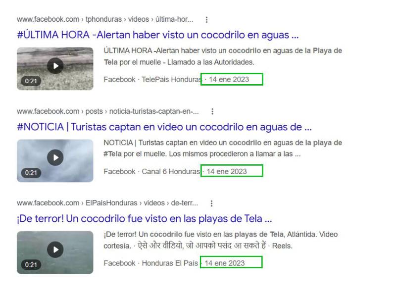 Captura de pantalla a los resultados de Google sobre la búsqueda del video.