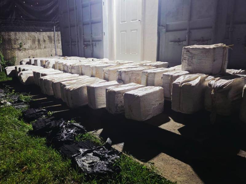 Droga incautada en contenedor en El Progreso, Yoro.