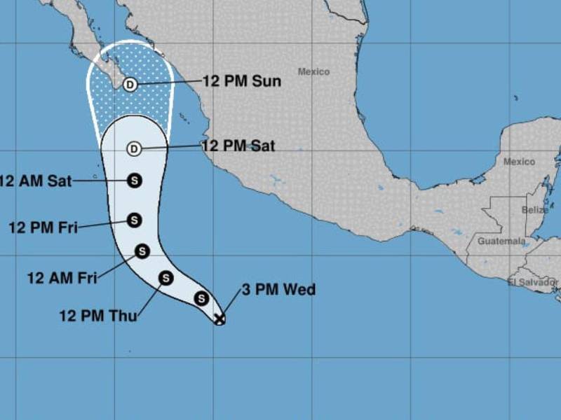 Captura de pantalla del monitoreo de la primera depresión tropical de la temporada en el Pacífico.