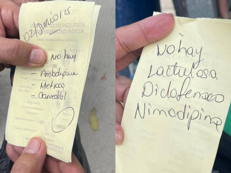 Derechohabientes muestras comprobante de medicamentos que faltan en IHSS.