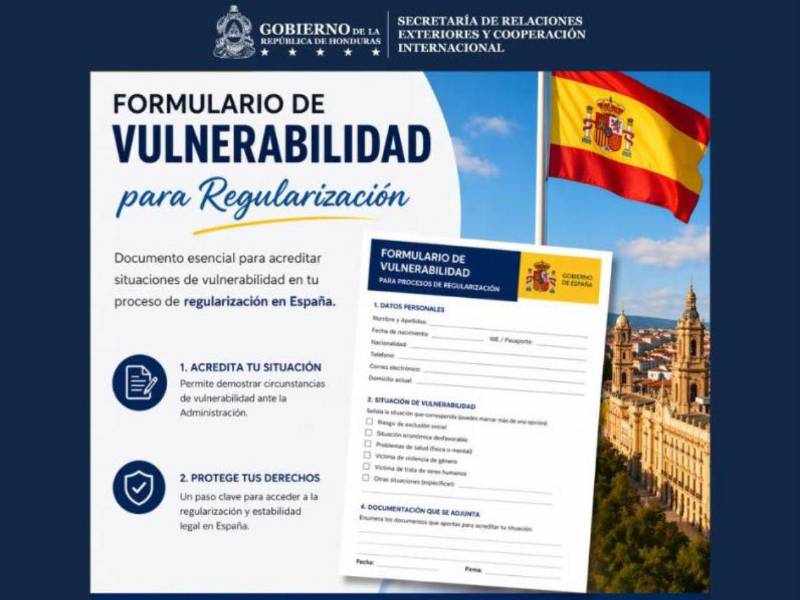 Da click aquí: <a rel=nofollow noopener noreferrer href=https://www.inclusion.gob.es/w/el-modelo-de-certificado-de-vulnerabilidad-esta-disponible-en-la-web-del-ministerio-de-migraciones target=_blank>formulario</a>, y accede a los documentos para tramitar la regularización en España.