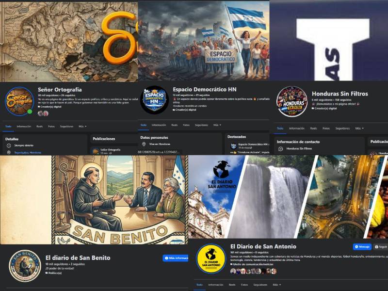 Captura de pantalla de los principales pseudomedios que difunden desinformación en Honduras.