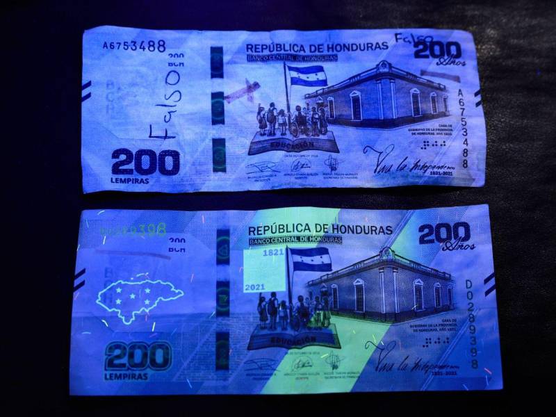 El BCH detalló que algunas de las medidas de seguridad son la tinta ópticamente variable que cambia de color al inclinar el billete