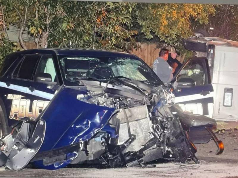 Escena del accidente vial en una intersección de Billings, Montana, Estados Unidos.