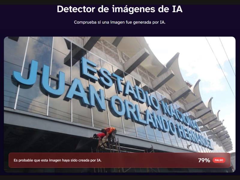Captura de pantalla a los resultados de DeepIA sobre el análisis de la imagen.