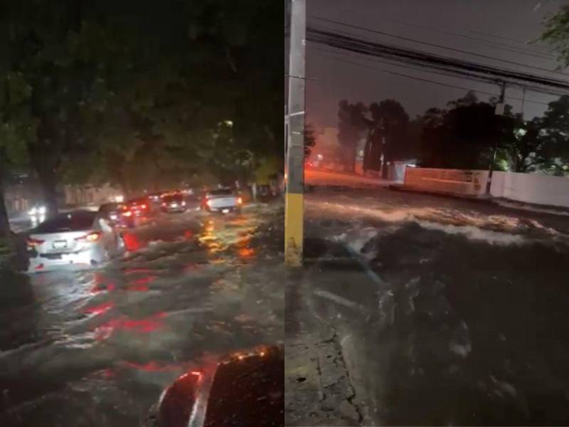 Las calles de San Pedro Sula quedaron anegadas con las tormentas de este viernes por la noche.