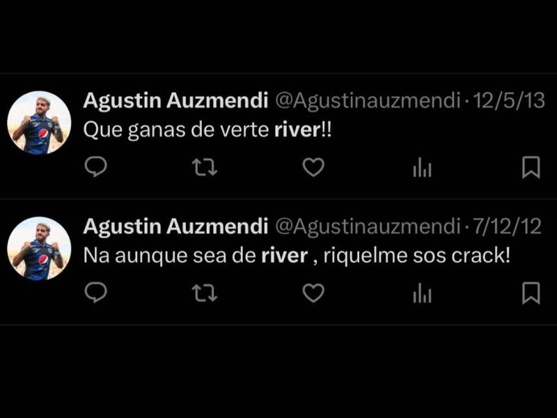 Los mensajes de Agustín Auzmendi apoyando a River Plate.