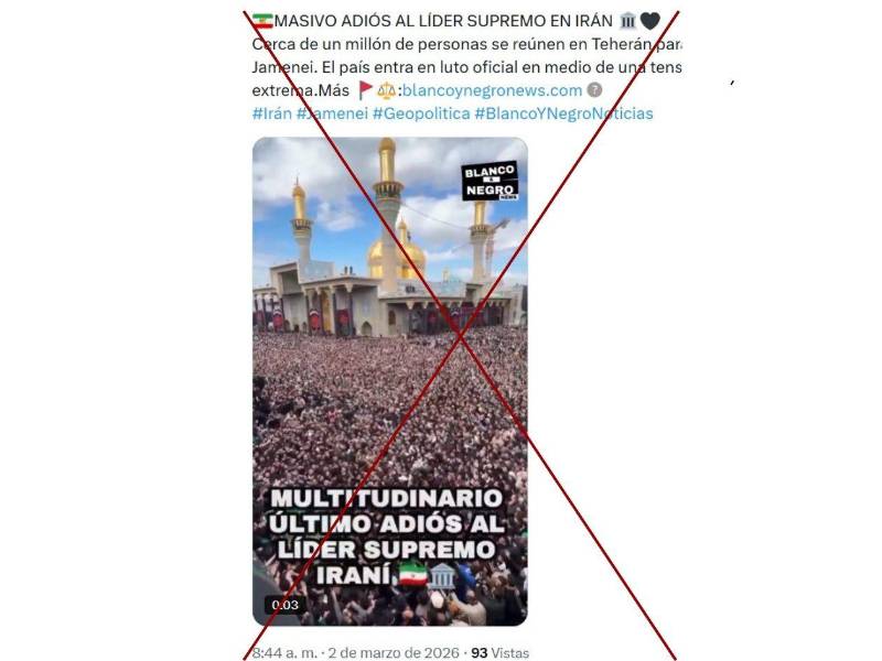 Captura de pantalla a una publicación de X hecha el 4 de marzo de 2026.