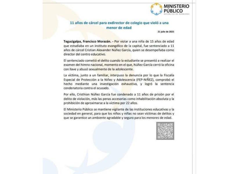 Documento oficial del Ministerio Público.