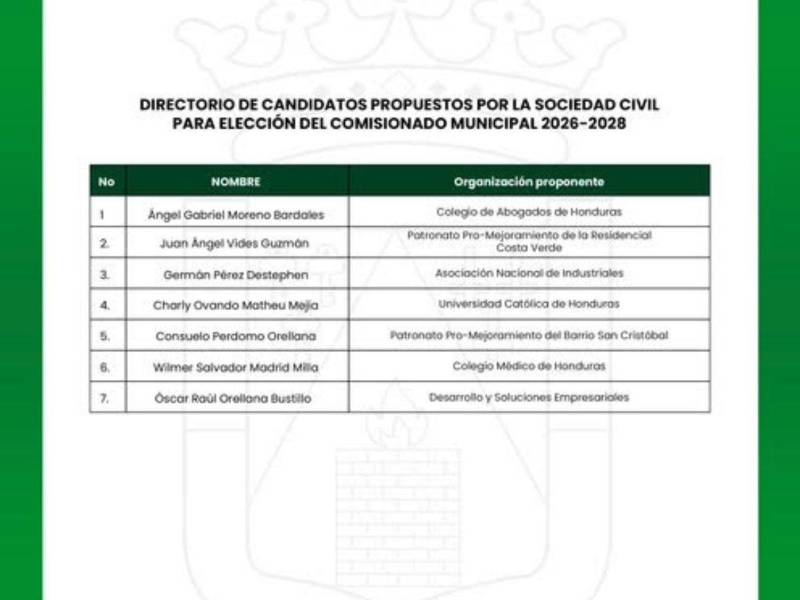 Éstos son los candidatos propuestos durante el Cabildo Abierto y las organizaciones que representan.