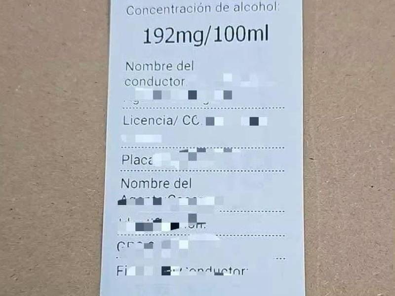 Prueba de alcoholemia publicada por la Policía Nacional en redes sociales.