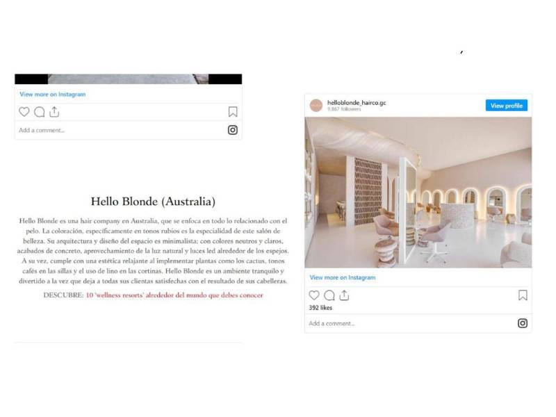 Captura de pantalla a un artículo publicado por L´Beauté.