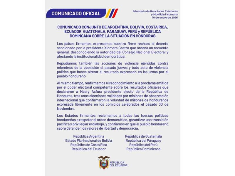 Argentina, Bolivia, Costa Rica, Ecuador, Guatemala, Paraguay, Perú y República Dominicana cuestionaron el Decreto No. 58-2025.