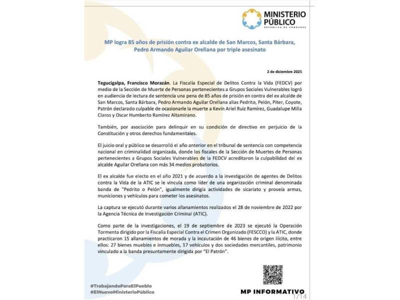 Documento oficial del Ministerio Público.