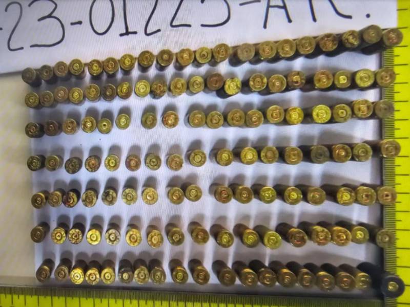 Fotos de casquillos de bala de municiones asignadas a la Policía Nacional de Honduras.