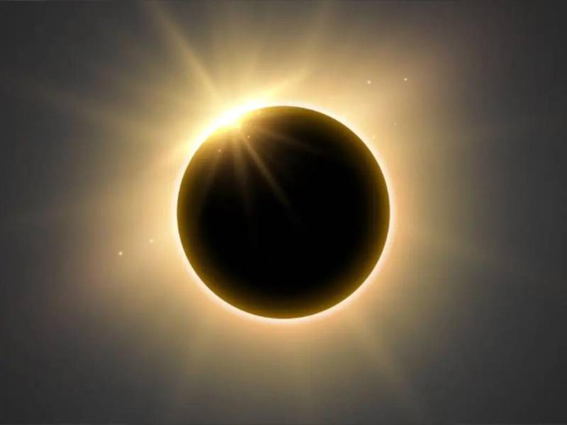 Imagen de referencia del momento exacto en que la luna oculta al sol.