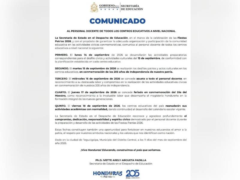 Este es el comunicado publicado por Educación.