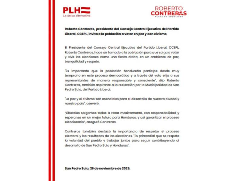 Comunicado oficial de Roberto Contreras.