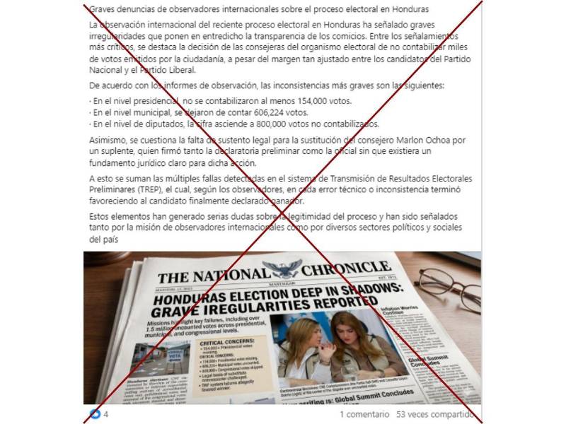 Captura de pantalla a una publicación de Facebook hecha el 2 de marzo de 2026.