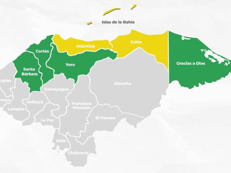 Islas de la Bahía, Atlántida y Colón se encuentran en alerta amarilla por 72 horas a partir de este mediodía.