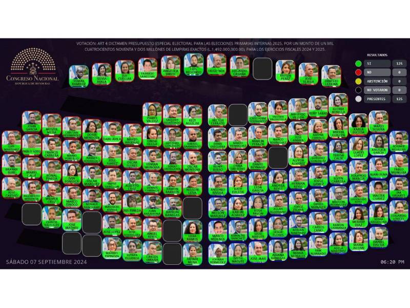 Votación de la sesión legislativa del 3 de septiembre de 2004 para la aprobación del presupuesto para las elecciones primarias e internas.