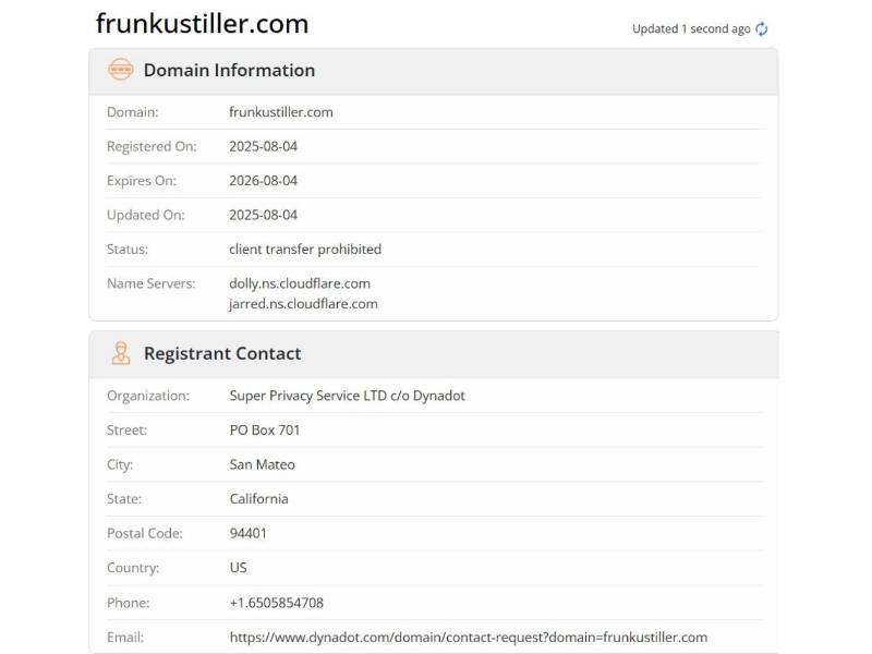 Captura de pantalla a la herramienta Who.is sobre el análisis del dominio.