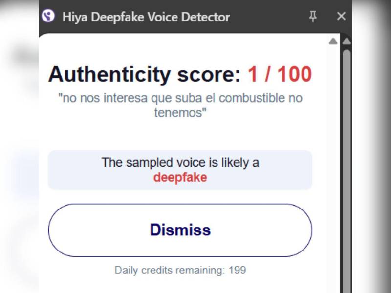 Captura de pantalla a los resultados de Hiya.