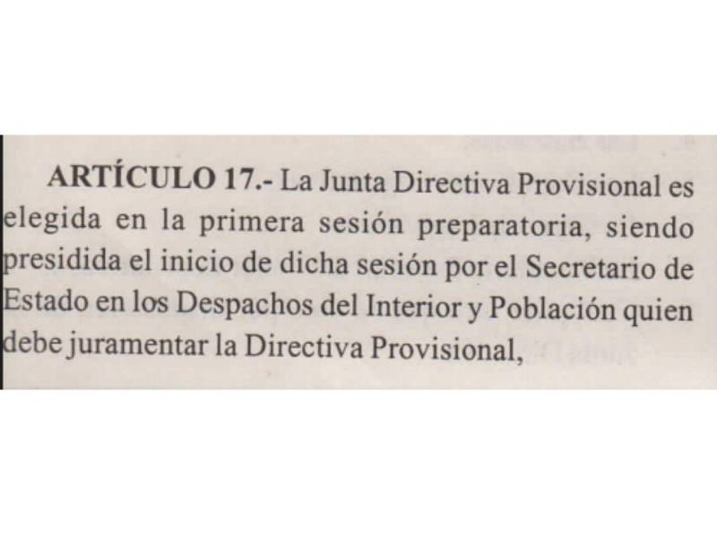 Captura de pantalla al artículo 17 de la Ley Orgánica del Poder Legislativo del 2014 (versión más actualizada).