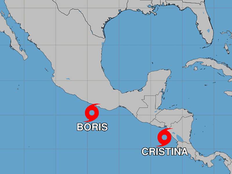 Las tormentas tropicales Boris y Cristina permanecen activas en el oceáno Pacífico; ambos sistemas favorecen el ingreso de humedad y el aumento de las lluvias sobre Honduras.