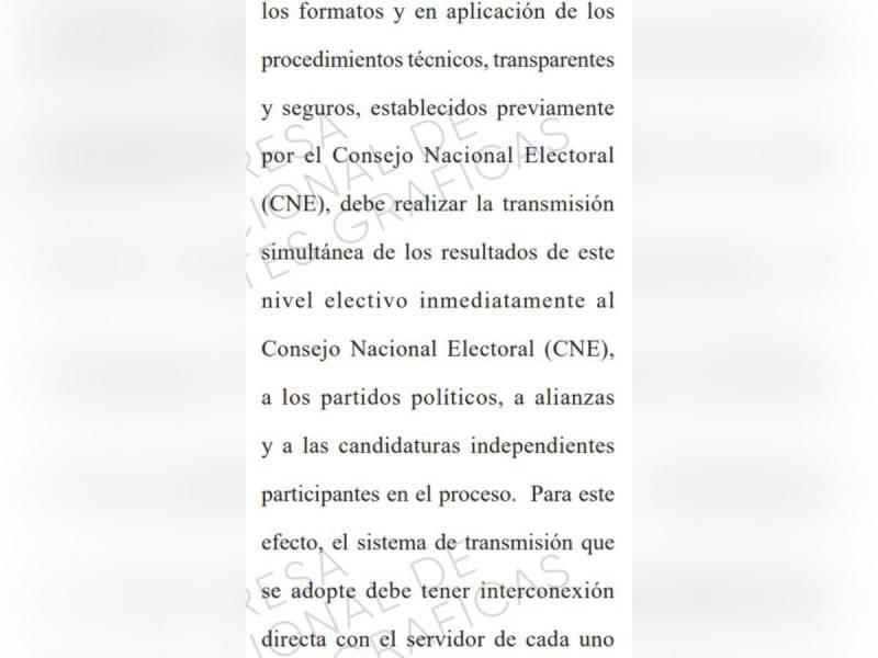 Captura de pantalla al artículo 278 de la Ley Electoral de Honduras.