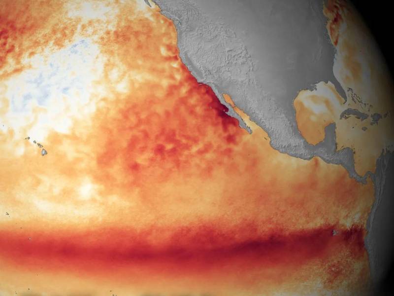 El calentamiento anómalo de las aguas del Pacífico ecuatorial es una de las principales señales de El Niño, fenómeno que continuará intensificándose hacia finales de 2026.