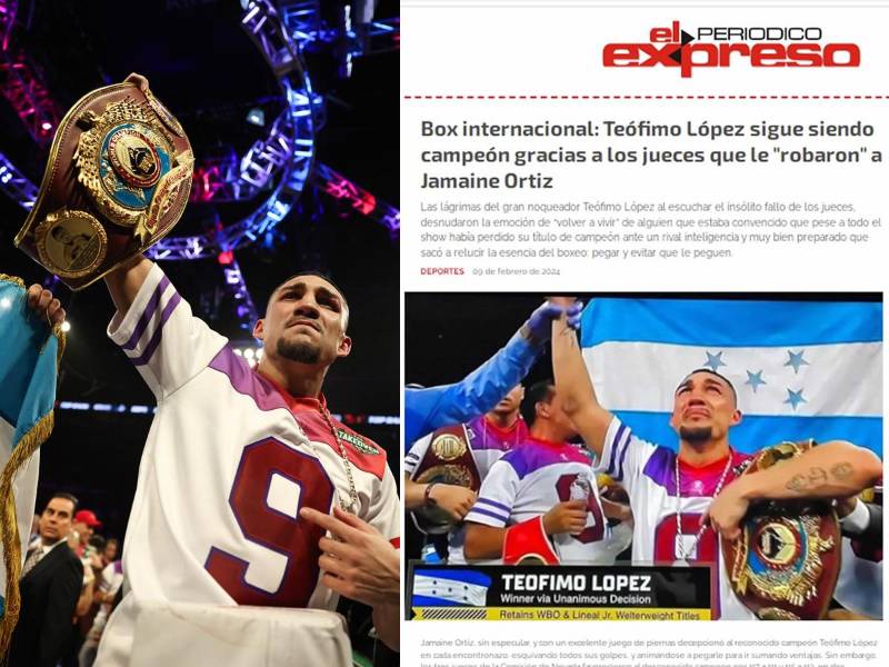 Teófimo López conservó su título mundial de peso superligero de la OMB tras vencer a Jamaine Ortiz por decisión unánime y la prensa mundial reaccionó, unos elogiaron al hondureño y otros hablan de “robo”.
