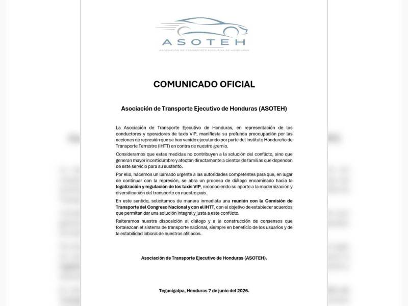Comunicado de ASOTEH.