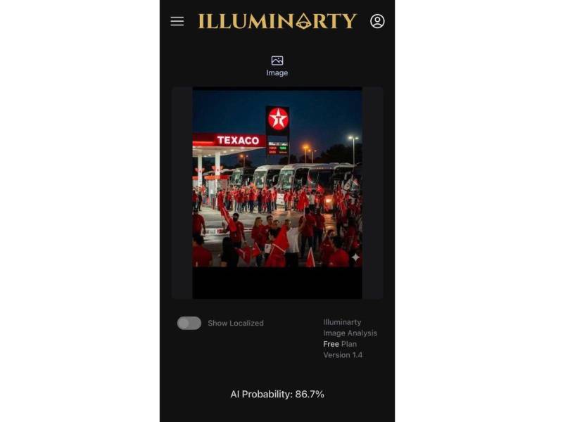 Captura de pantalla a los resultados de la herramienta Illuminarty hecha el 01 de septiembre de 2025.