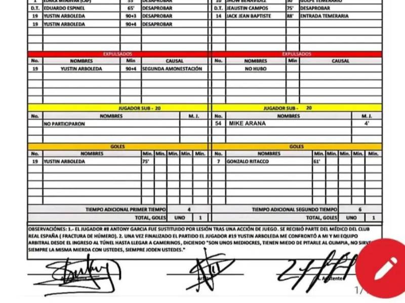 Acta arbitral hunde a Arboleda: Estos supuestos insultos le dijo al central