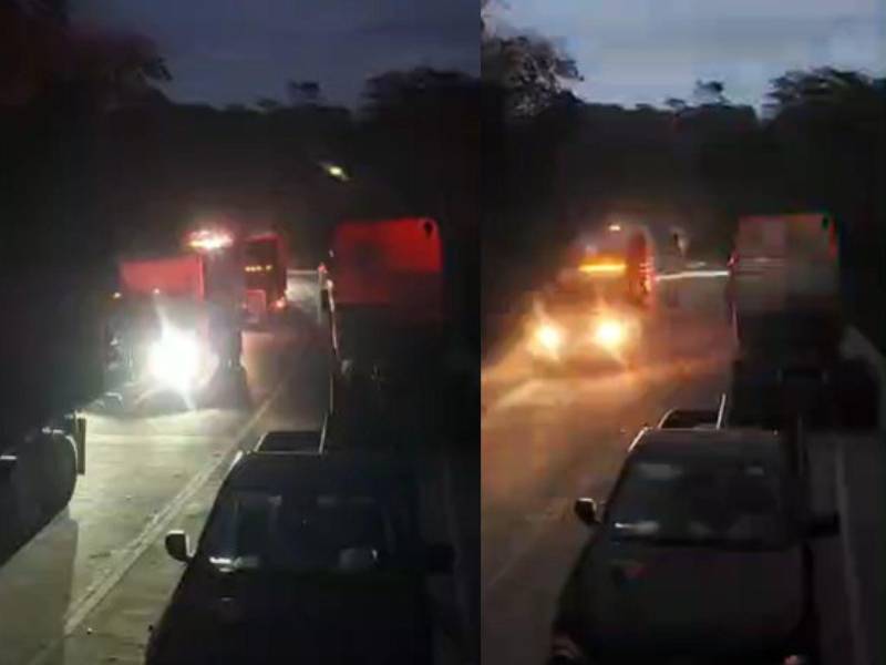 Vehículos transitan la cuesta de Los Limones en Quimistán, Santa Bárbara.