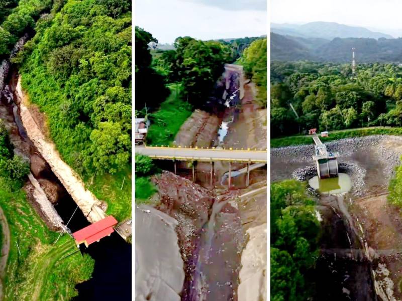 El canal de Peña Blanca que drena la única salida del lago de Yojoa, al norte y a inmediaciones de la comunidad de Los Naranjos, permanece seco ya que la compuerta se cerró para permitir los trabajos de repotenciación en las represas Cañaveral y Río Lindo.