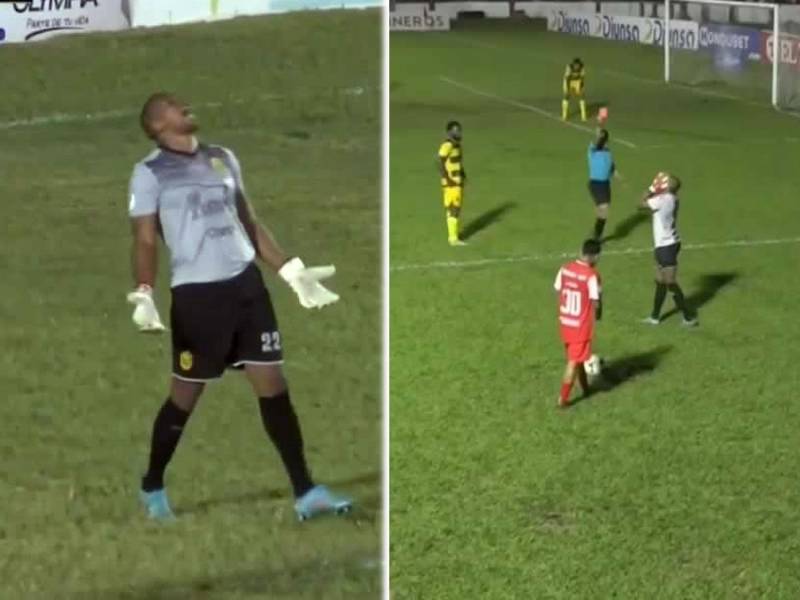 Luis ‘Buba‘ López volvió a jugar con el Real España, paró un penal y terminó expulsado.