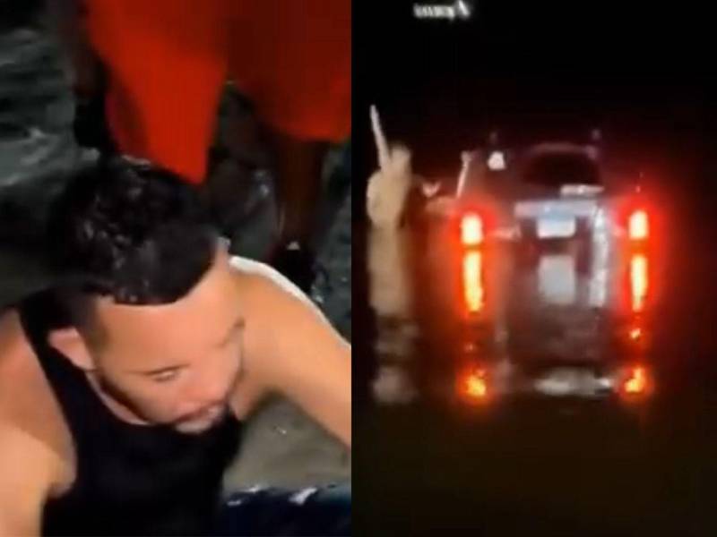 Un hombre que estaba en aparente estado de ebriedad se metió con todo y su carro a la playa de Puerto Cortés y se salvó de milagro de morir ahogado.