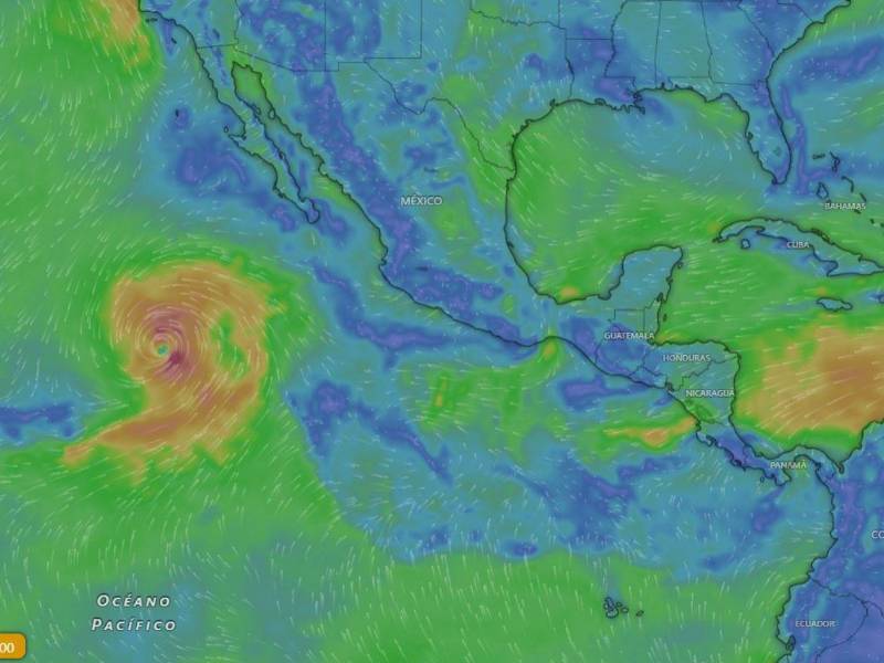 Captura de pantalla en tiempo real de la tormenta tropical Élida en el Pacífico.