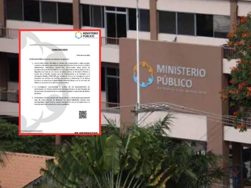 Comunicado emitido por el Ministerio Público.