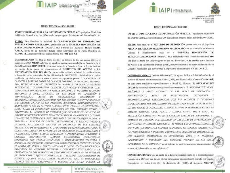 El 8 de marzo de 2018, por medio del oficio GGH-128-2018, el gerente general de Hondutel, Melvin Maldonado, solicitó clasificar la misma información en siete puntos.