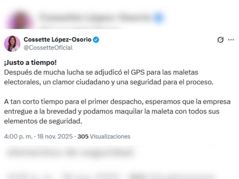Tuit realizado por la consejera Cossette López.