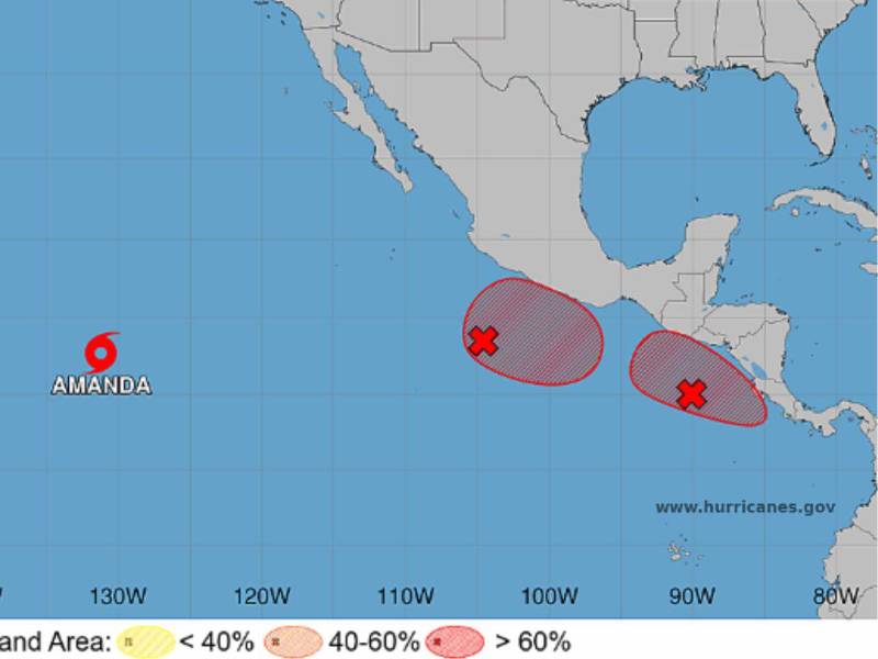 Amanda no amenaza a Centroamérica, pero el NHC vigila dos zonas con potencial ciclónico en el Pacífico. Las formaciones ciclónicas en el Pacífico, cuando se forman cerca de Honduras, dejan lluvias y fuerte oleaje en el sur y occidente de Honduras.