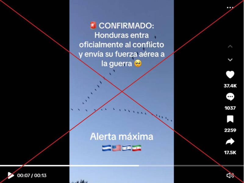 Captura de pantalla a una publicacion de TikTok hecha el 23 de junio de 2025.